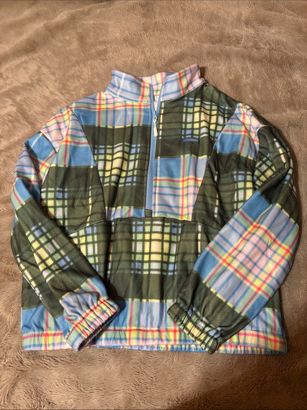 Off brand Columbia Plaid Fleece Pullover Jacket - Multi-Color